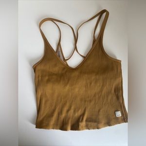 Vuori Dark golden Rib Crop Tank Medium